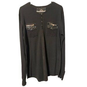 The Saints Sinphony Black Long Sleeve Thermal Men’s Zip Decor Biker Shirt READ